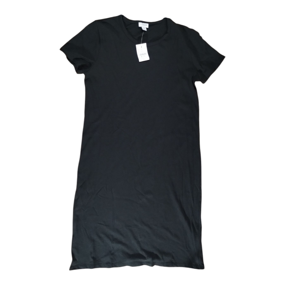 NWT J. Crew Women's Black Short Sleeve Midi T-shirt Dress Size XS Stretch Cotton
